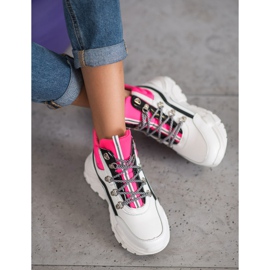 Ideal Shoes Botas de moda blanco rosado multicolor 3