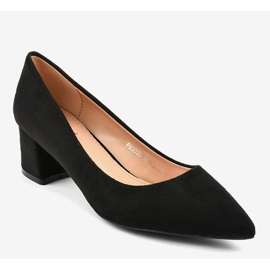 Zapatos de tacón de ante negro en el poste FM1089 1