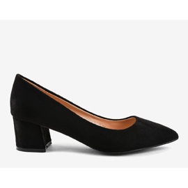 Zapatos de tacón de ante negro en el poste FM1089 2