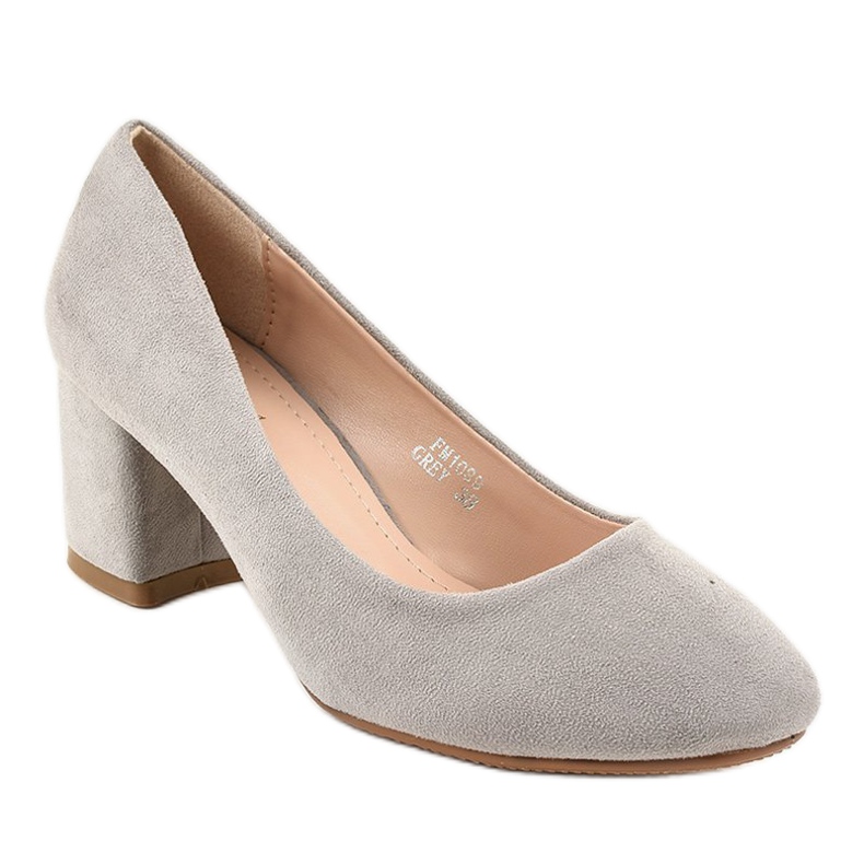 Zapatos de tacón de ante gris en el poste FM1089 1