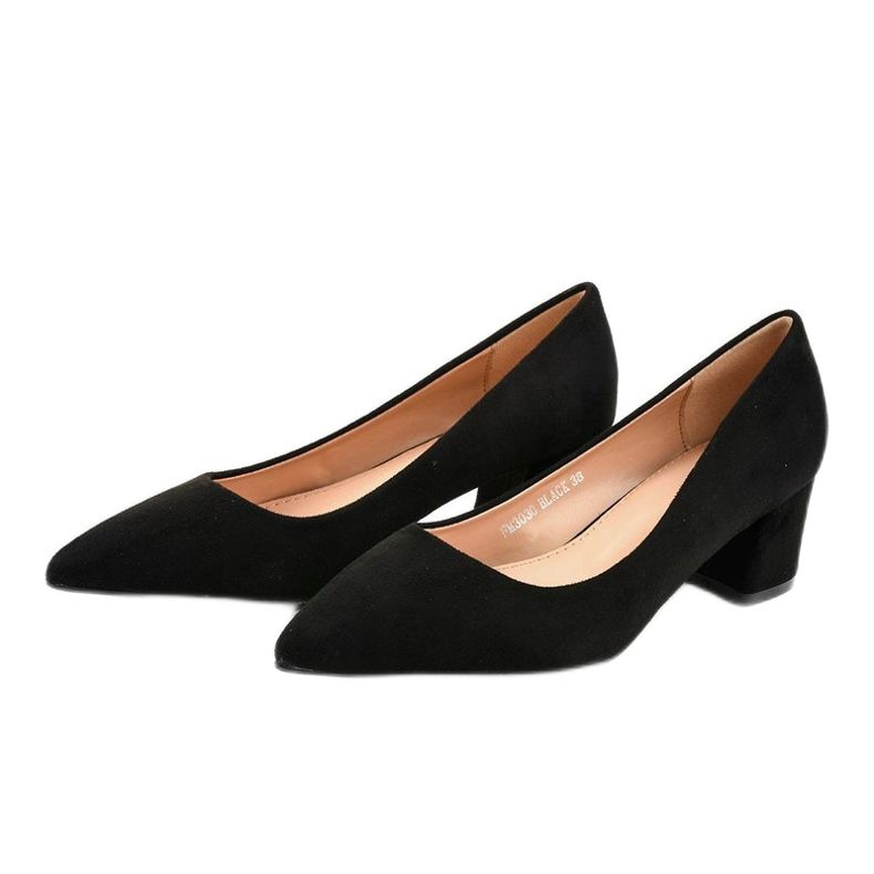 Zapato de salón negro sobre poste de gamuza ecológica FM3030 amarillo 1