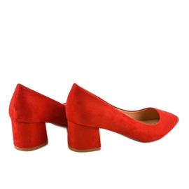 Zapatos de salón rojos sobre poste de gamuza ecológica FM3030 3
