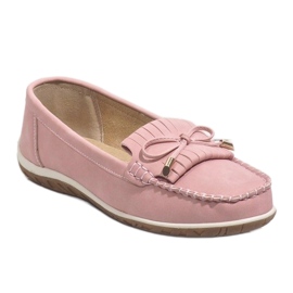 Mocasines bailarina flecos rosa MDM126 1