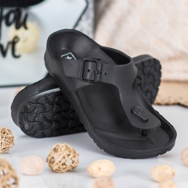 SHELOVET Chanclas negras negro 3