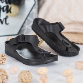 SHELOVET Chanclas negras negro 1