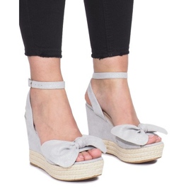 Sandalias de cuña gris con lazo alpargatas Cubana 2