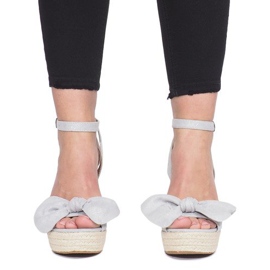 Sandalias de cuña gris con lazo alpargatas Cubana 1