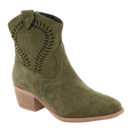 M.Daszyński Botas de vaquero casual para mujer Daszyński 1921, ante verde 1
