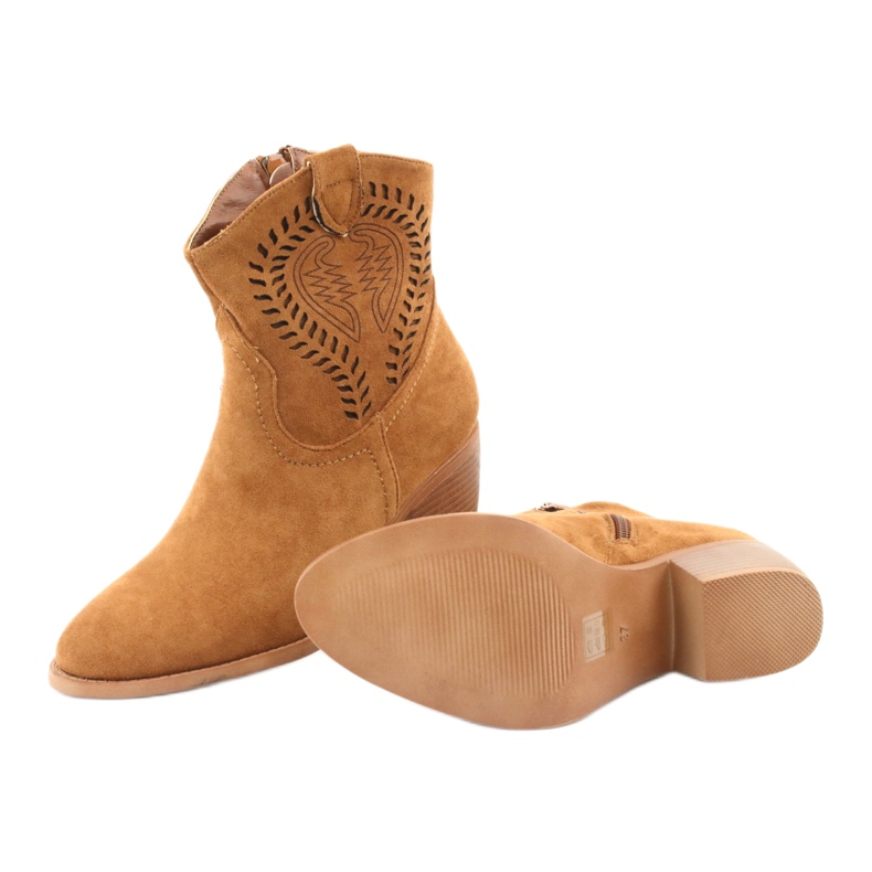 M.Daszyński Botas de vaquero casual para mujer Daszyński 1921, ante marrón 6