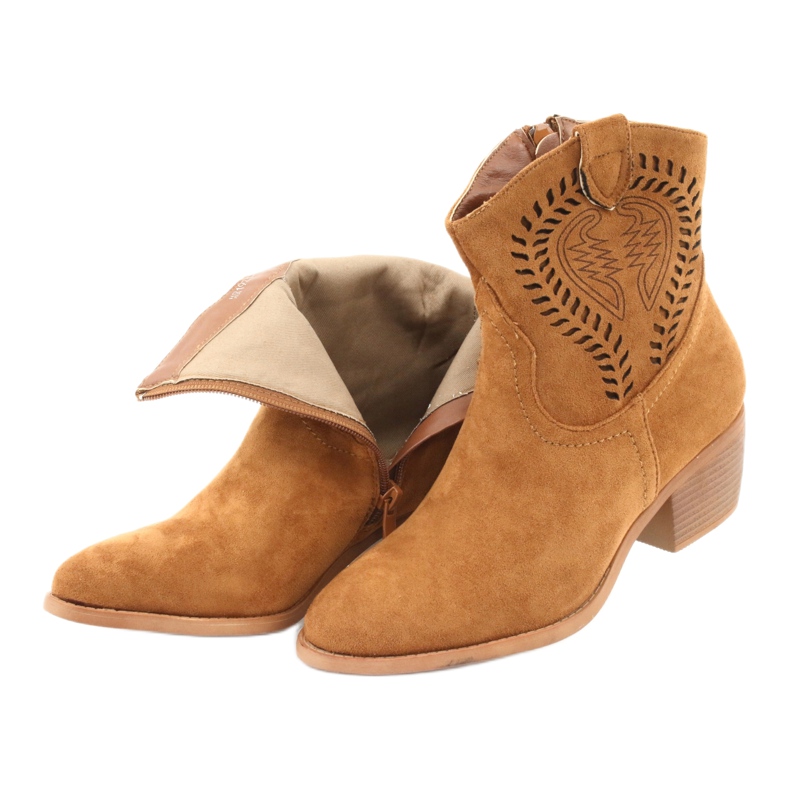 M.Daszyński Botas de vaquero casual para mujer Daszyński 1921, ante marrón 5