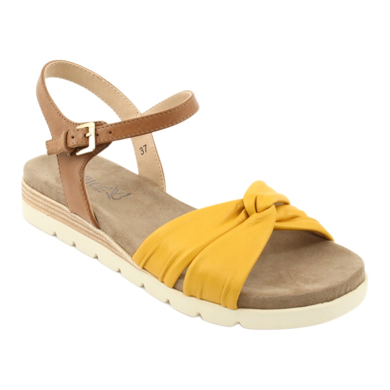Sandalias de piel Caprice beige / limón marrón amarillo 1