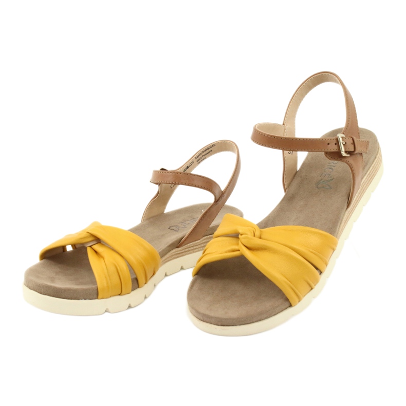 Sandalias de piel Caprice beige / limón marrón amarillo 3
