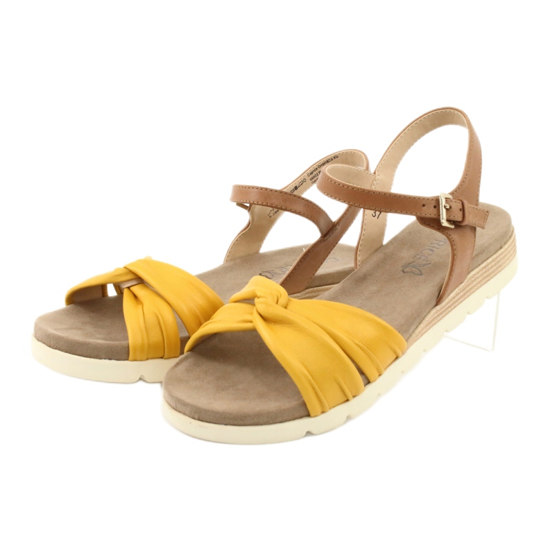 Sandalias de piel Caprice beige / limón marrón amarillo 5