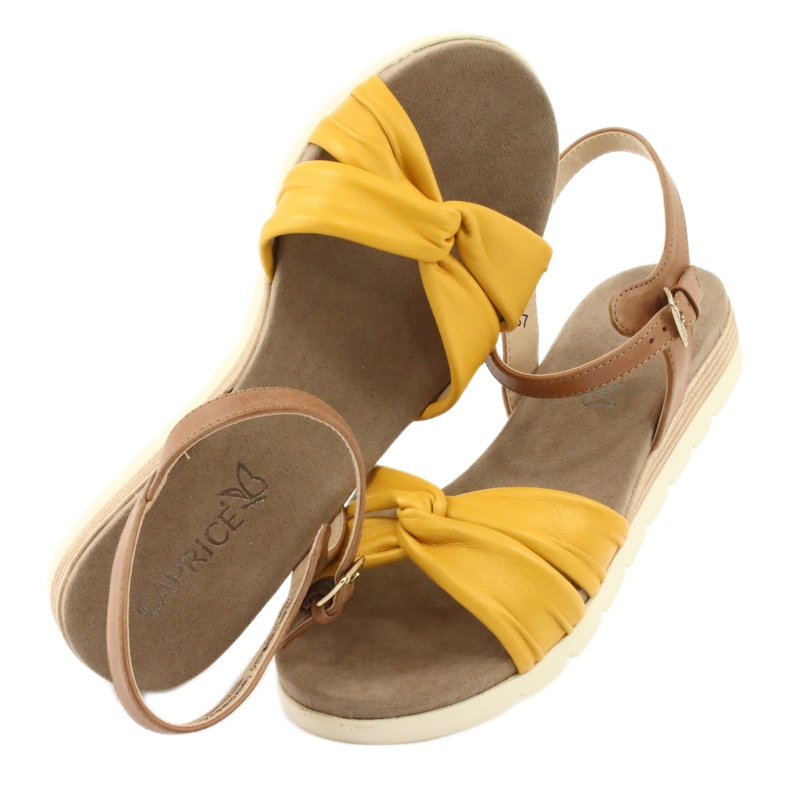 Sandalias de piel Caprice beige / limón marrón amarillo 4