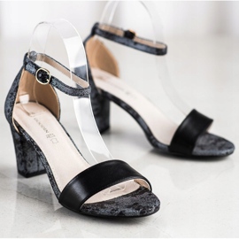 Goodin Sandalias con estilo con encaje negro 1