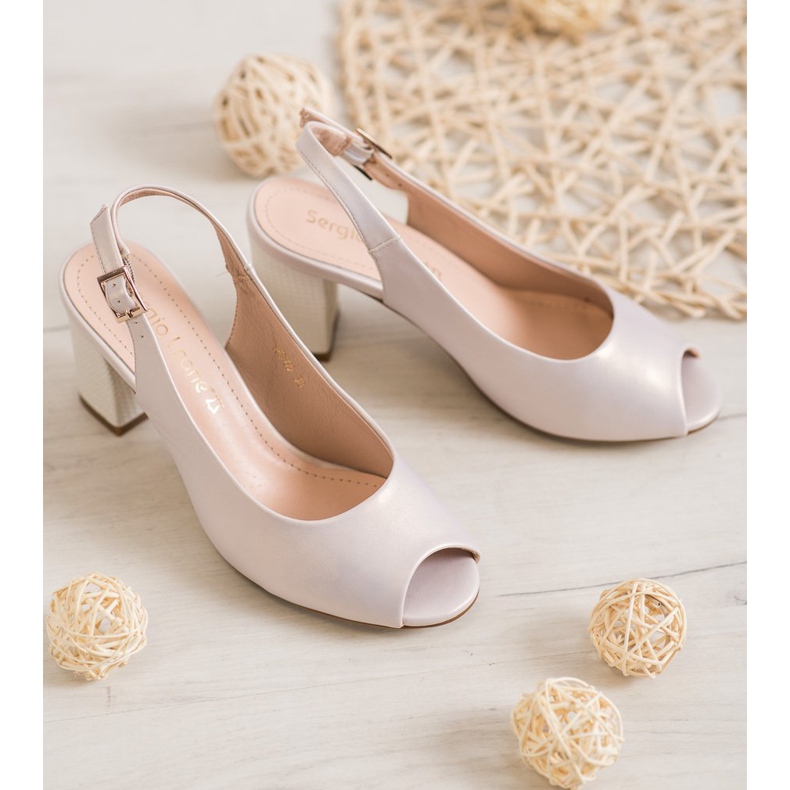 Sergio Leone Sandalias elegantes con punta abierta marrón 1