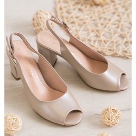 Sergio Leone Sandalias elegantes con punta abierta beige 4
