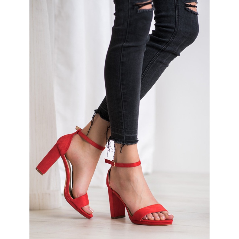 Goodin Sandalias de gamuza en una barra rojo 1