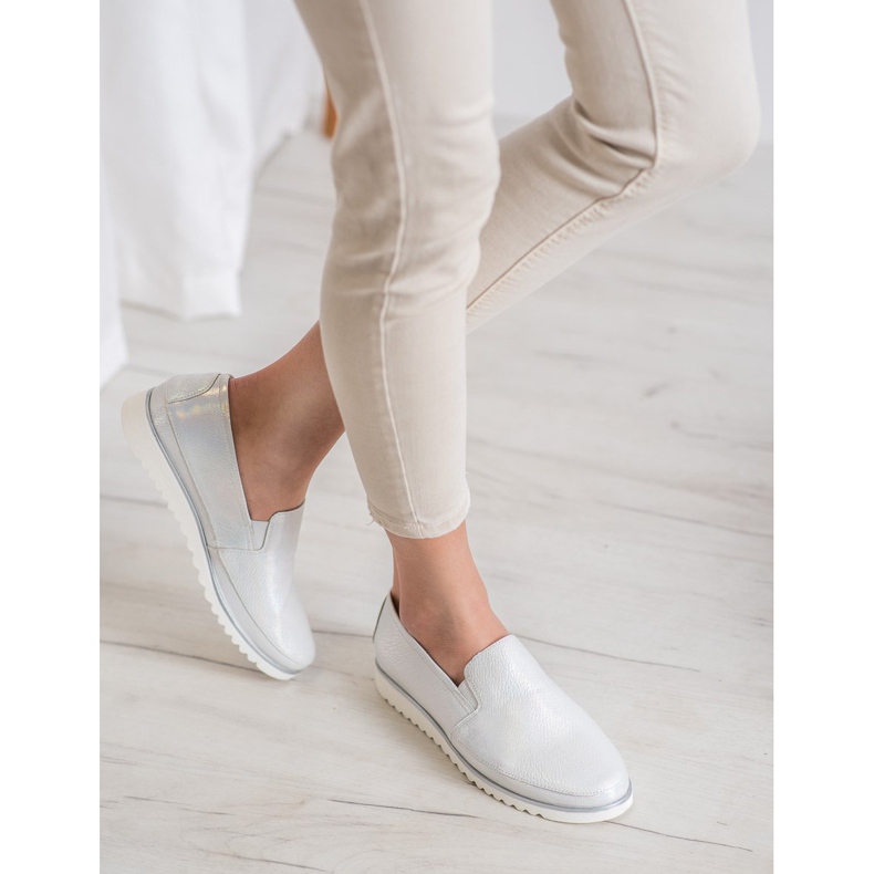 Sergio Leone Zapatos plateados sin cordones gris 1