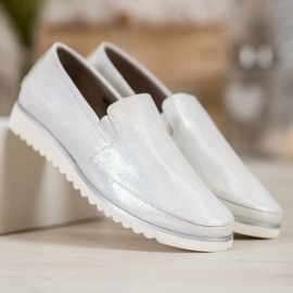 Sergio Leone Zapatos plateados sin cordones gris 3
