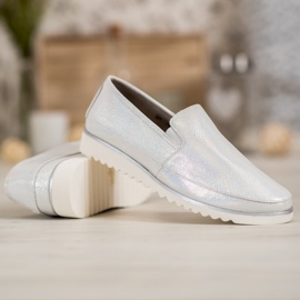 Sergio Leone Zapatos plateados sin cordones gris 4