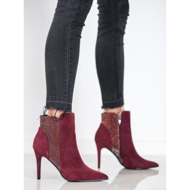 SHELOVET Botines de gamuza con tacón alto rojo 2 SHELOVET Botines de gamuza con tacón alto rojo 2
