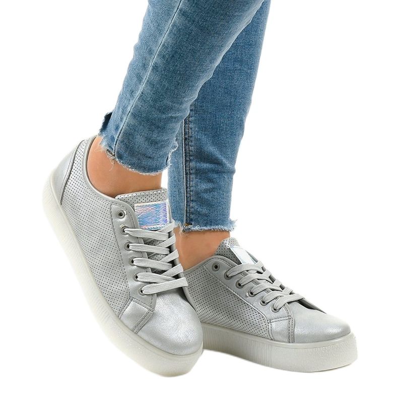 Zapatillas de mujer creepersy grises F-2969 1 Zapatillas de mujer creepersy grises F-2969 1