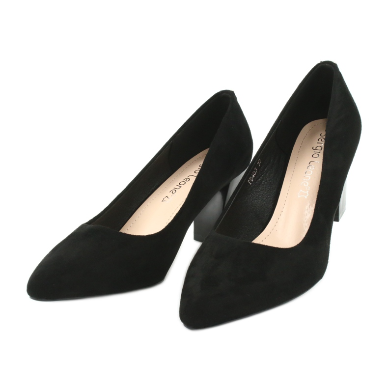 Salón de ante con tacón alto Sergio Leone PB403 negro 3