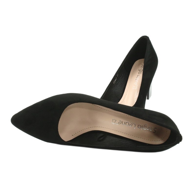 Salón de ante con tacón alto Sergio Leone PB403 negro 5