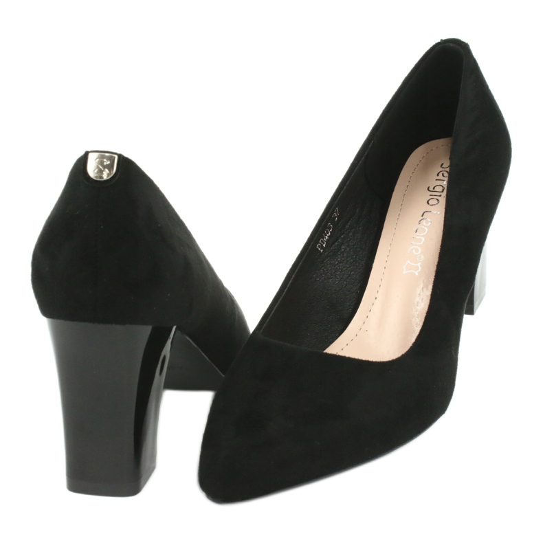 Salón de ante con tacón alto Sergio Leone PB403 negro 4