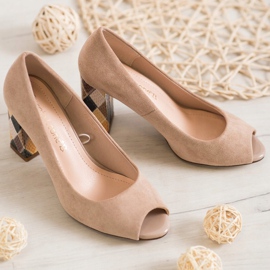 Sergio Leone Zapatos de salón con tacón estampado beige 1
