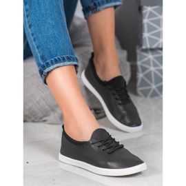 SHELOVET Deportivas ligeras con piel ecológica negro 4