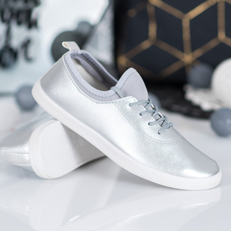 SHELOVET Deportivas ligeras con piel ecológica gris 1