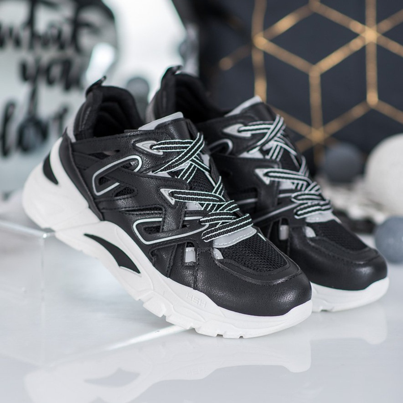 Small Swan Cómodas zapatillas de cuero ecológico negro 1