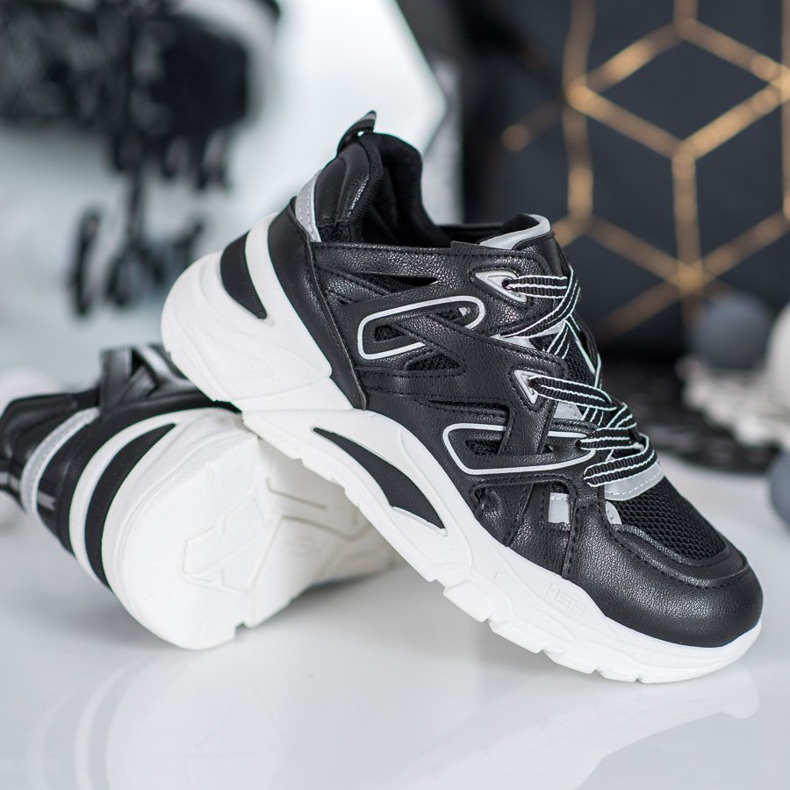 Small Swan Cómodas zapatillas de cuero ecológico negro 2