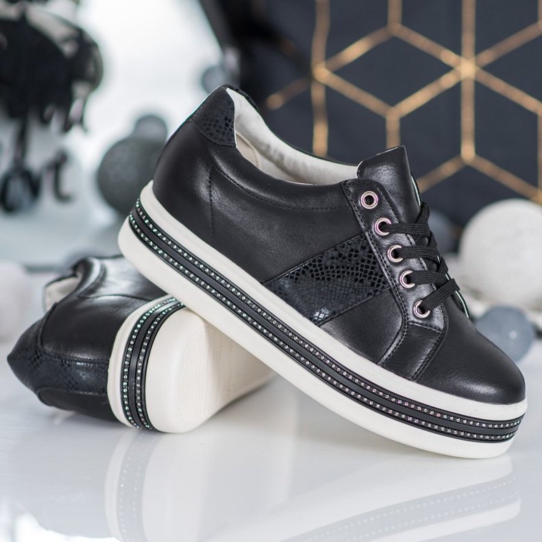 Bestelle Zapatillas con circonita cúbica negro 1