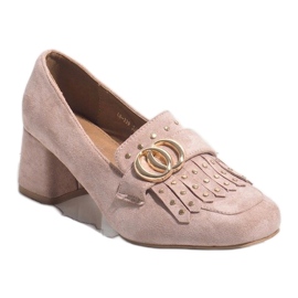 Zapatos de tacón de ante rosa en el poste LB-339 rosado 1