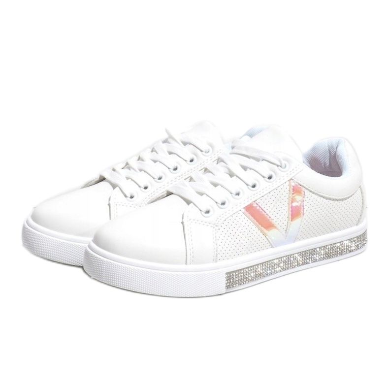 Zapatillas blancas decoradas con diamantes X703 blanco 1