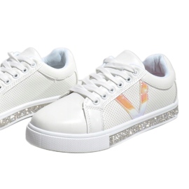 Zapatillas blancas decoradas con diamantes X703 blanco 2