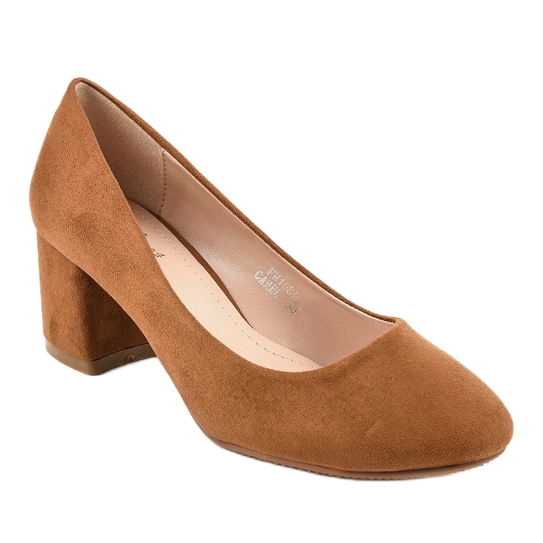 Zapatos de tacón de ante marrón en el poste FM1089 1
