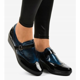 Zapatos de cuña negros 7-9021 azul marino 1 Zapatos de cuña negros 7-9021 azul marino 1