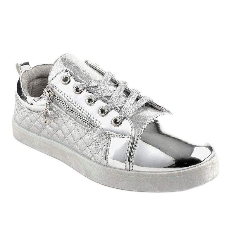 Zapatillas de mujer de moda plateadas R19-3 gris 1
