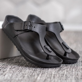 SHELOVET Chanclas negras negro 2