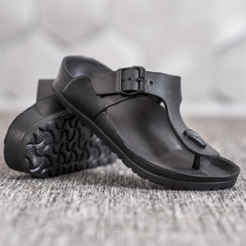 SHELOVET Chanclas negras negro 4