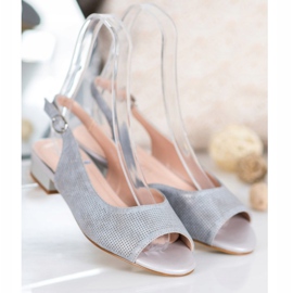 Sergio Leone Sandalias caladas en tacones bajos gris 1