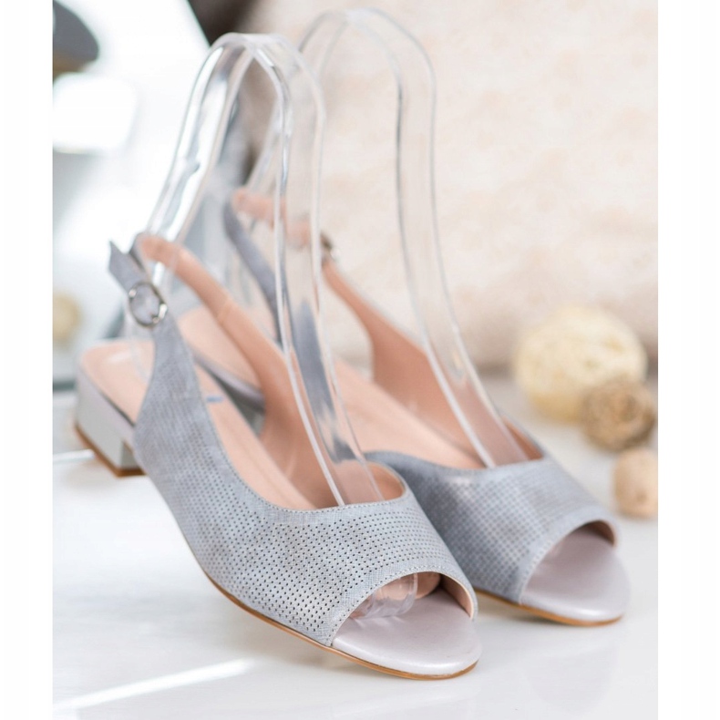 Sergio Leone Sandalias caladas en tacones bajos gris 1