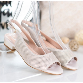 Sergio Leone Sandalias caladas en tacones bajos beige 4