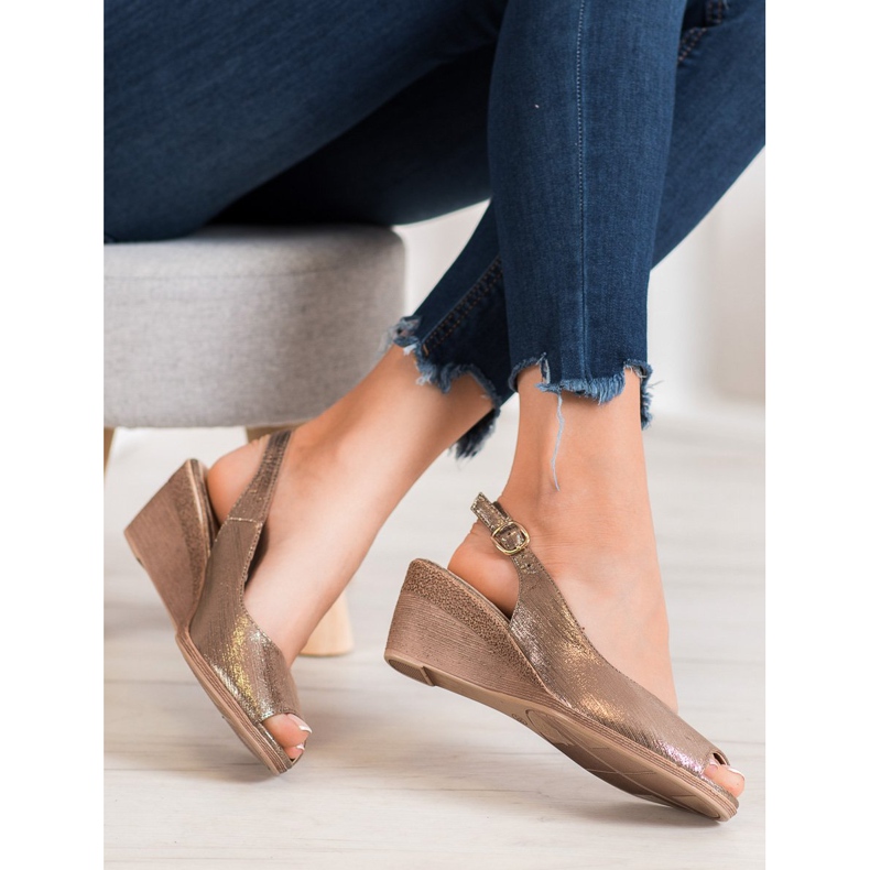 Sergio Leone Sandalias doradas con punta abierta dorado 2