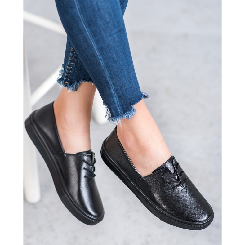 Filippo Zapatillas de cuero con estilo negro 1