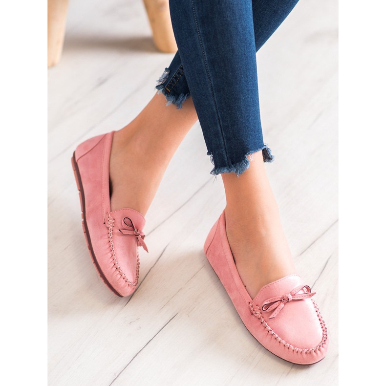 Clowse Mocasines en polvo con lazo rosa 1
